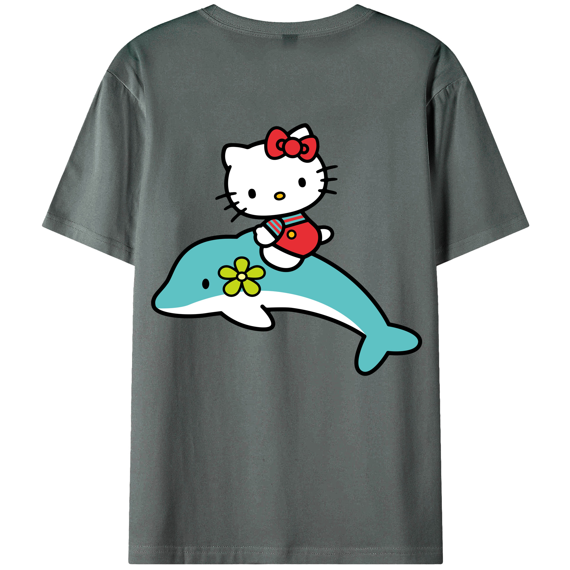 （画像用） Hello Kitty ハローキティ 綿100％ メンズ半袖Tシャツ（バックプリント） 通気性